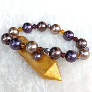 3/$15 Purple, Cream, & Mauve Beaded Stretch Bracelet